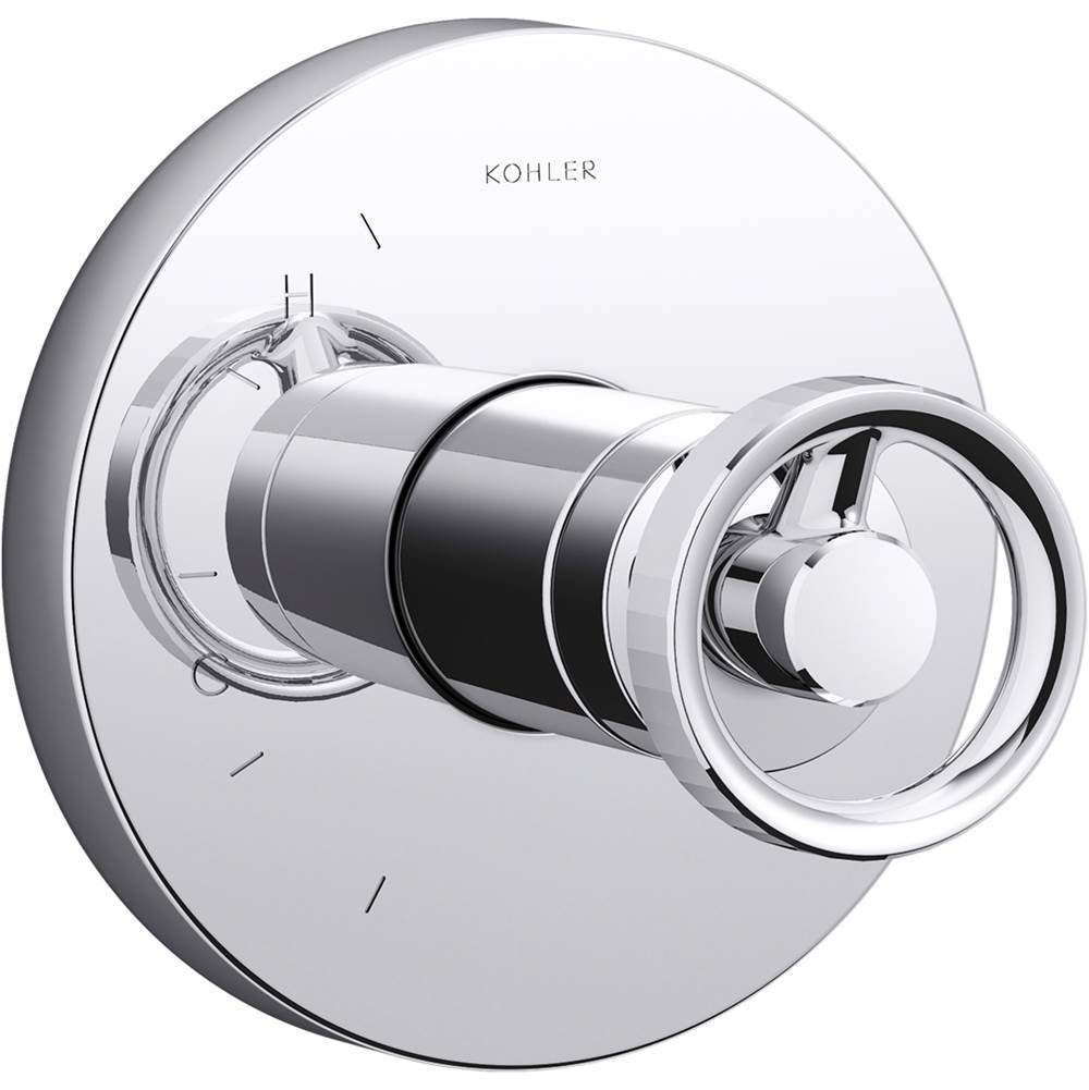 Kohler - Components Rite-Temp valve trim with Industrial handle - Polished Chrome