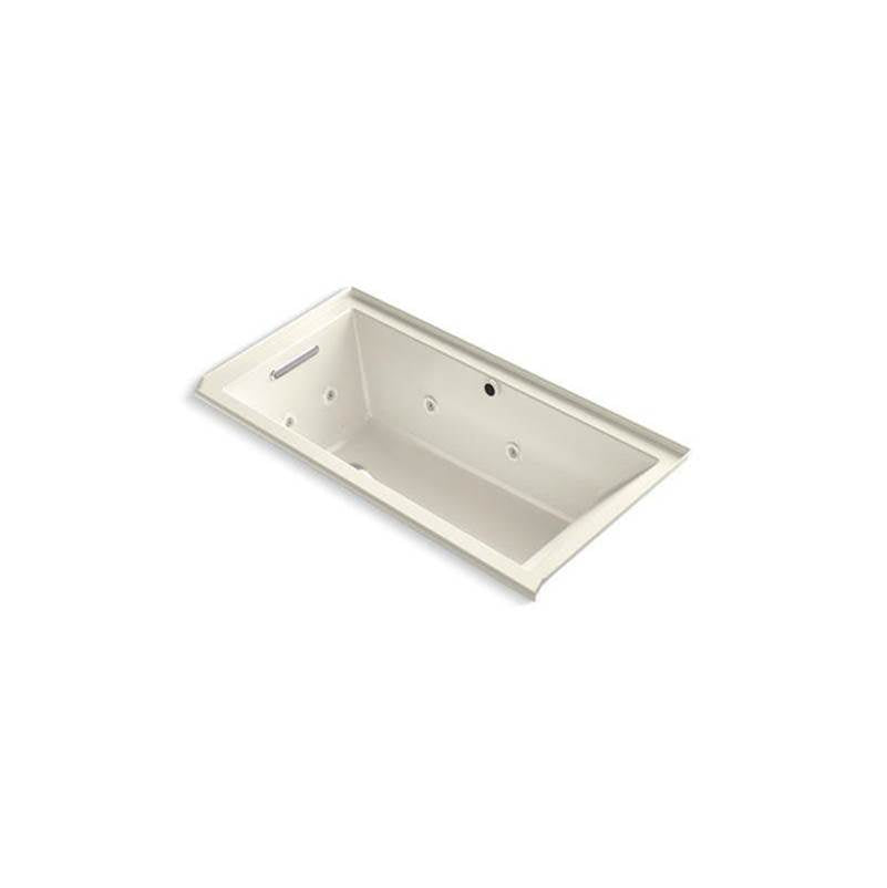 Kohler - Underscore 60'' x 30'' alcove Heated BubbleMassageE air bath with whirlpool, left drain - Biscuit