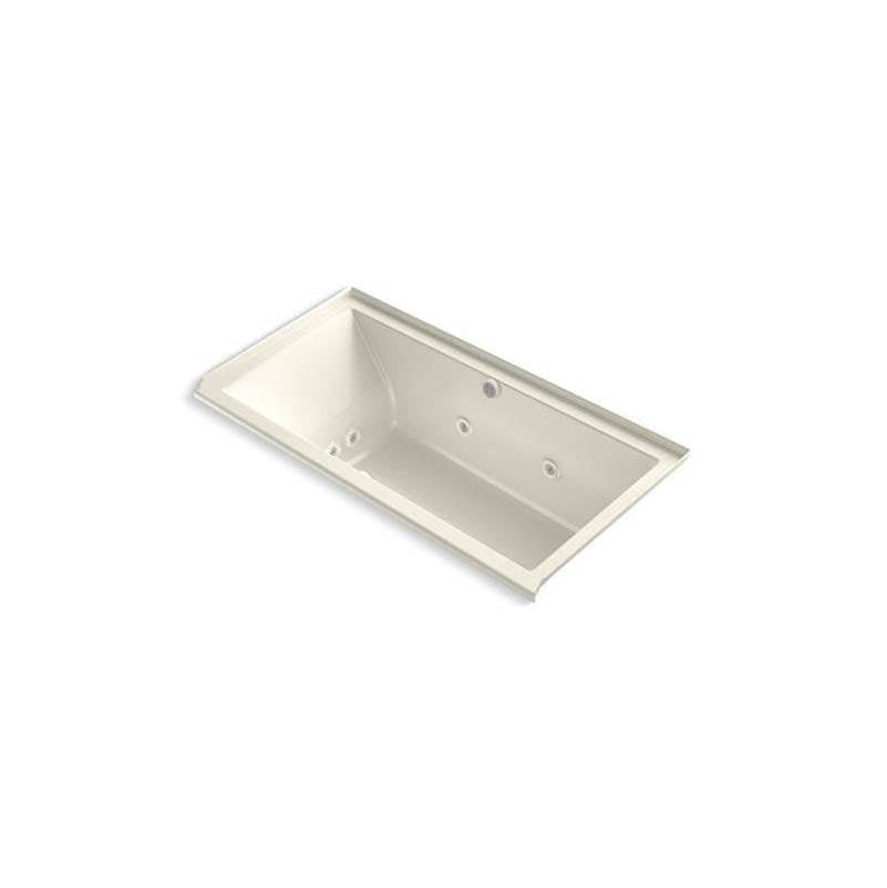Kohler - Underscore 60'' x 30'' alcove Heated BubbleMassageE air bath with whirlpool, right drain - Biscuit