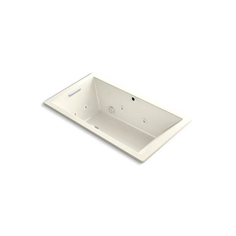 Kohler - Underscore 66'' x 36'' drop-in Heated BubbleMassageE air bath with whirlpool - Biscuit