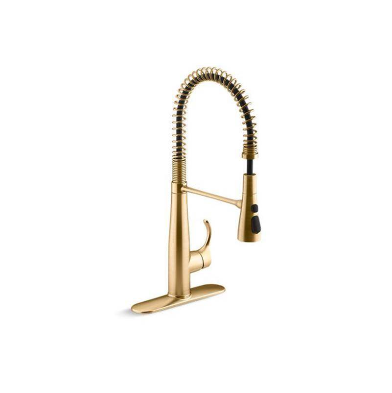 Kohler - Simplice Semi-professional kitchen sink faucet with three-function sprayhead - Vibrant Brushed Moderne Brass