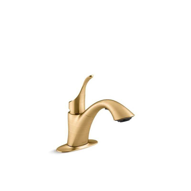 Kohler - Simplice Pull-out laundry sink faucet with two-function sprayhead - Vibrant Brushed Moderne Brass