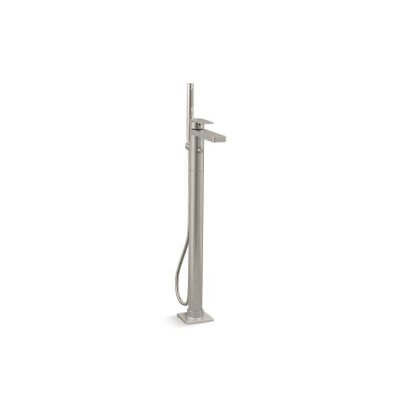 Kohler - Parallel Floor-mount bath filler trim with handshower - Vibrant Brushed Nickel
