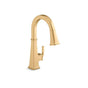 Kohler - Riff Pull-down kitchen sink faucet with three-function sprayhead - Vibrant Brushed Moderne Brass