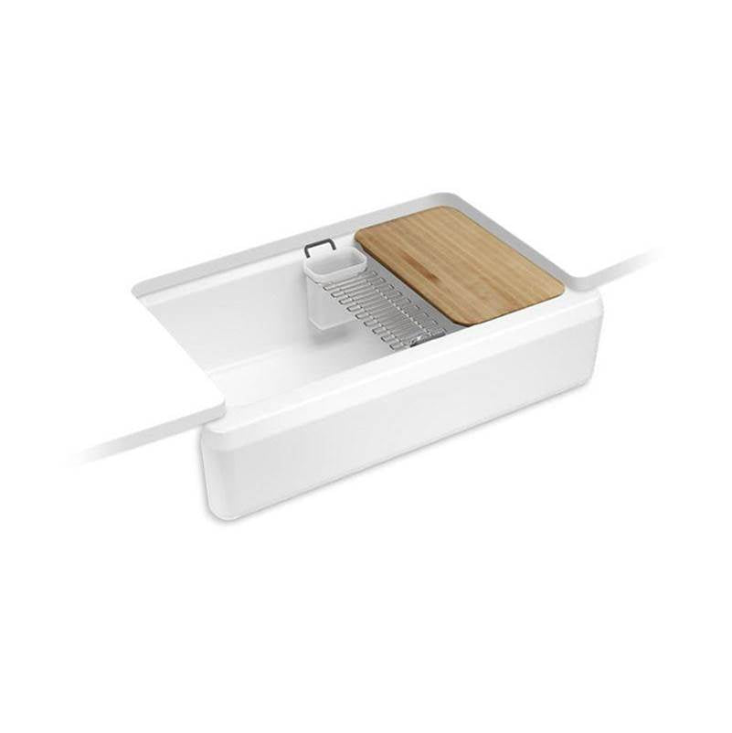 Kohler - Riverby 35-3/4'' undermount single-bowl farmhouse workstation kitchen sink - White
