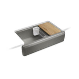 Kohler - Riverby 35-3/4'' undermount single-bowl farmhouse workstation kitchen sink - Thunder Grey