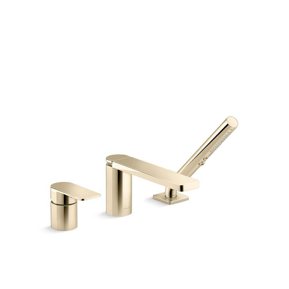 Kohler - Parallel Deck-mount bath faucet with handshower - Vibrant French Gold