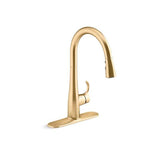 Kohler - Simplice Touchless pull-down kitchen sink faucet with three-function sprayhead - Vibrant Brushed Moderne Brass