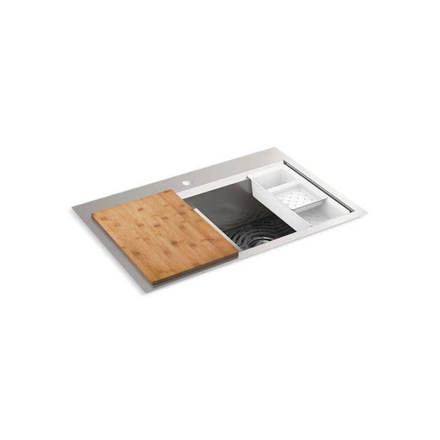 Kohler - TaskE Smart Divide Smart Divide 33'' top-/undermount double-bowl workstation kitchen sink - Stainless Steel