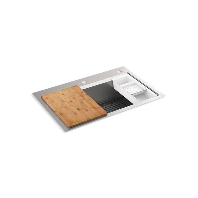 Kohler - TaskE 33'' top-/undermount single-bowl workstation kitchen sink - Stainless Steel
