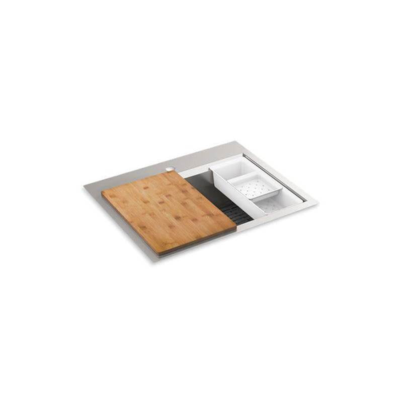 Kohler - TaskE 27'' top-/undermount single-bowl workstation kitchen sink - Stainless Steel