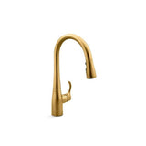 Kohler - Simplice Compact pull-down kitchen sink faucet with three-function sprayhead - Vibrant Brushed Moderne Brass