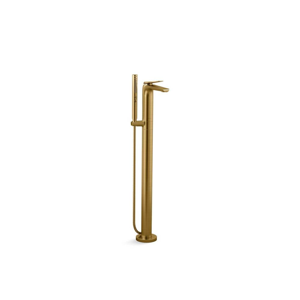 Kohler - Avid Floor-mount bath filler trim - Vibrant Brushed Moderne Brass