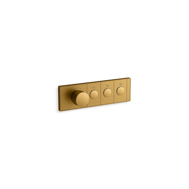 Kohler - Anthem Three-outlet recessed mechanical thermostatic valve control - Vibrant Brushed Moderne Brass