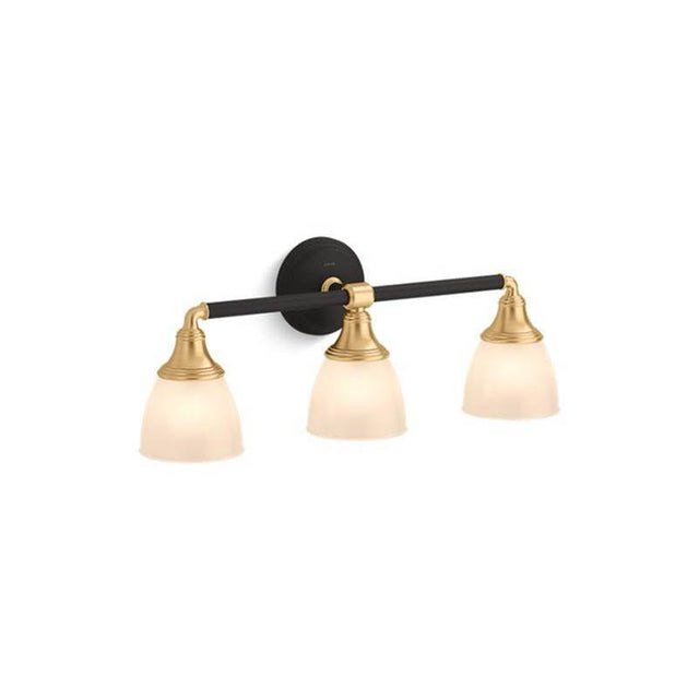 Kohler - Devonshire Three-light sconce - Black with Brass Trim