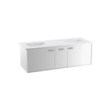 Kohler - Jute 60'' wall-hung bathroom vanity cabinet with sinks and quartz top - Linen White