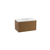 Kohler - Jute 36'' wall-hung bathroom vanity cabinet with sink and quartz top - Walnut Flax