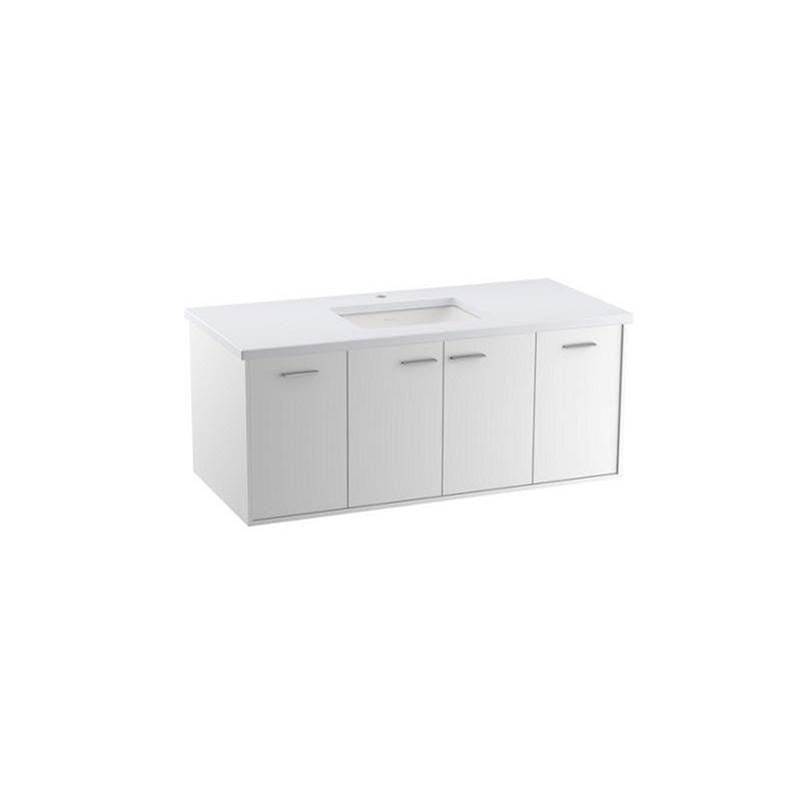 Kohler - Jute 48'' wall-hung bathroom vanity cabinet with sink and quartz top - Linen White