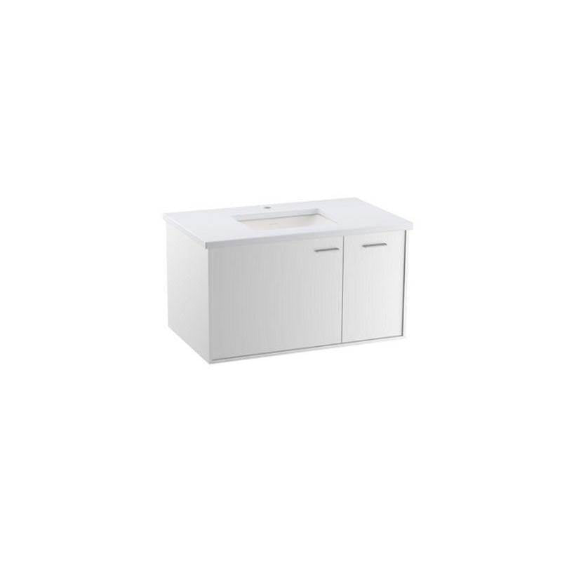 Kohler - Jute 36'' wall-hung bathroom vanity cabinet with sink and quartz top - Linen White