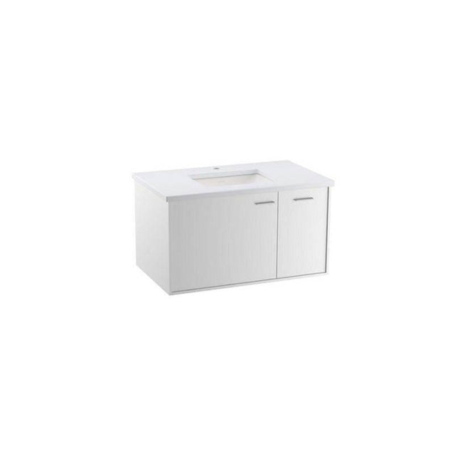 Kohler - Jute 36'' wall-hung bathroom vanity cabinet with sink and quartz top - Linen White