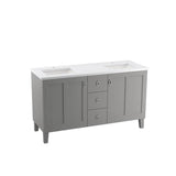 Kohler - Poplin 60'' bathroom vanity cabinet with sinks and quartz top - Mohair Grey