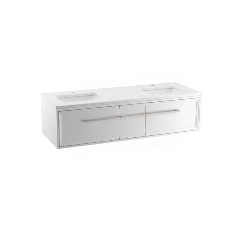 Kohler - Lodern 60'' wall-hung bathroom vanity cabinet with sinks and quartz top - Linen White