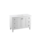 Kohler - Poplin 48'' bathroom vanity cabinet with sink and quartz top - Linen White
