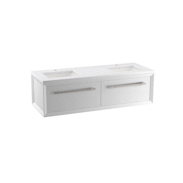 Kohler - Enivo 60'' wall-hung bathroom vanity cabinet with sinks and quartz top - White