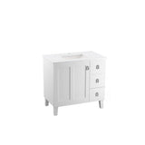 Kohler - Poplin 36'' bathroom vanity cabinet with sink and quartz top - Linen White