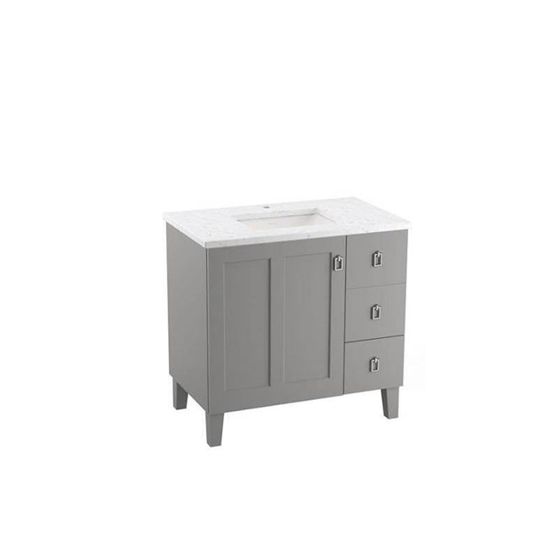 Kohler - Poplin 36'' bathroom vanity cabinet with sink and quartz top - Mohair Grey