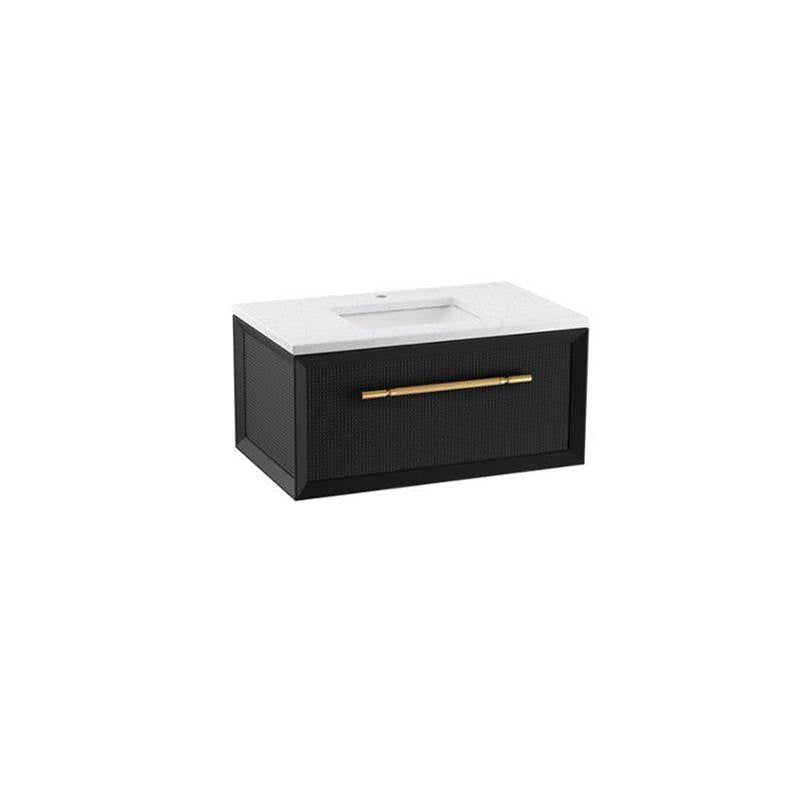 Kohler - Enivo 36'' wall-hung bathroom vanity cabinet with sink and quartz top - Gloss Black
