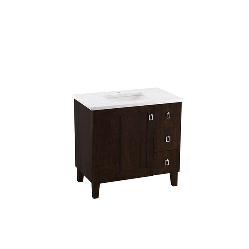 Kohler - Poplin 36'' bathroom vanity cabinet with sink and quartz top - Claret Suede