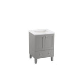 Kohler - Poplin 24'' bathroom vanity cabinet with sink and quartz top - Mohair Grey
