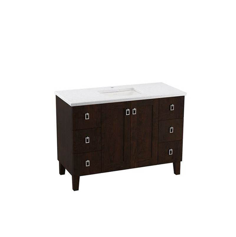 Kohler - Poplin 48'' bathroom vanity cabinet with sink and quartz top - Claret Suede