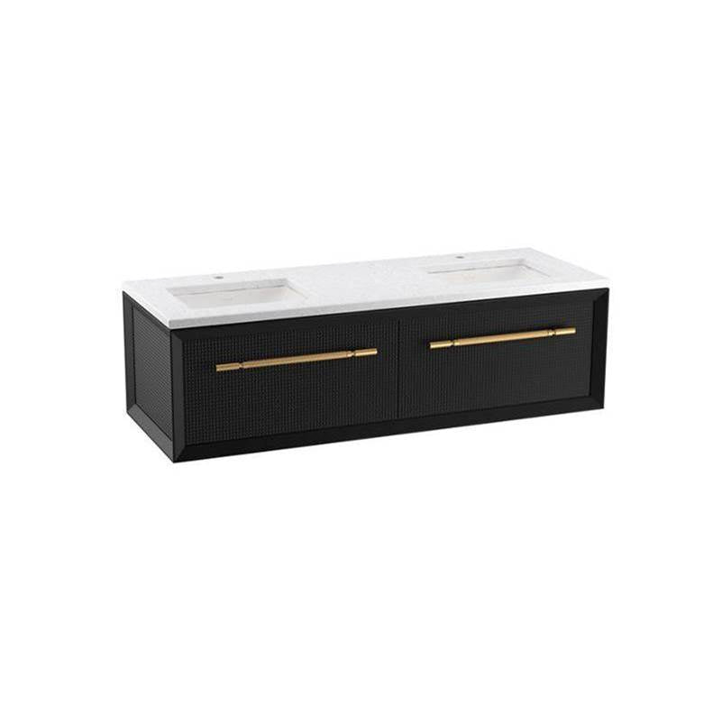 Kohler - Enivo 60'' wall-hung bathroom vanity cabinet with sinks and quartz top - Gloss Black
