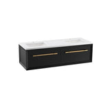 Kohler - Enivo 60'' wall-hung bathroom vanity cabinet with sinks and quartz top - Gloss Black