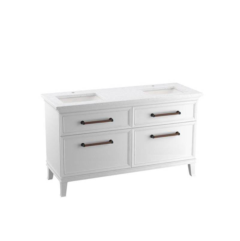 Kohler - ArtifactsE 60'' bathroom vanity cabinet with sinks and quartz top - Linen White