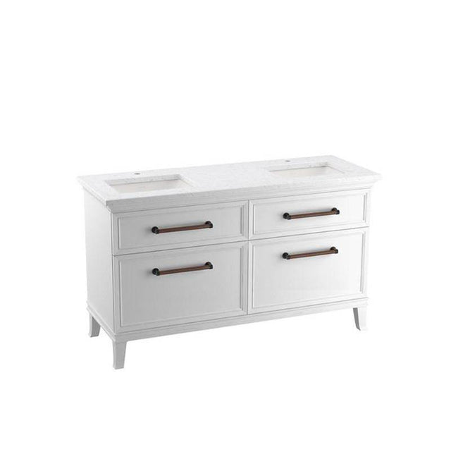 Kohler - ArtifactsE 60'' bathroom vanity cabinet with sinks and quartz top - Linen White