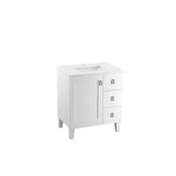 Kohler - Poplin 30'' bathroom vanity cabinet with sink and quartz top - Linen White