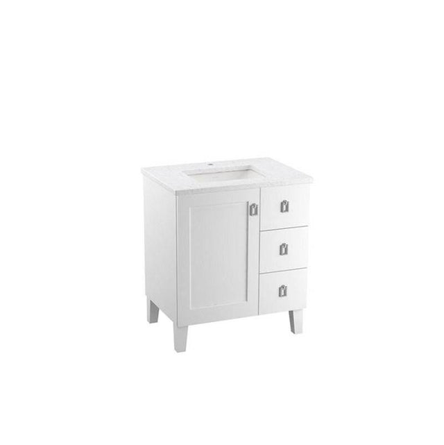 Kohler - Poplin 30'' bathroom vanity cabinet with sink and quartz top - Linen White