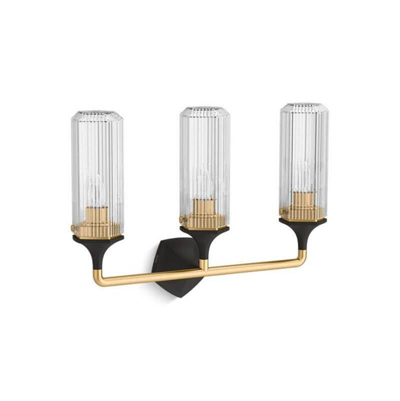 Kohler - Occasion Three-light sconce - Black with Brass Trim