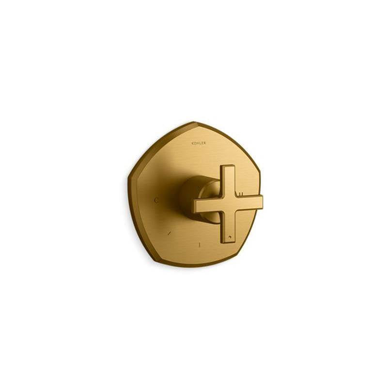 Kohler - Occasion MasterShower temperature control valve trim with cross handle - Vibrant Brushed Moderne Brass