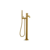 Kohler - Occasion Floor-mount bath filler trim with handshower - Vibrant Brushed Moderne Brass