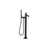 Kohler - Occasion Floor-mount bath filler trim with handshower - Matte Black with Brushed Moderne Brass