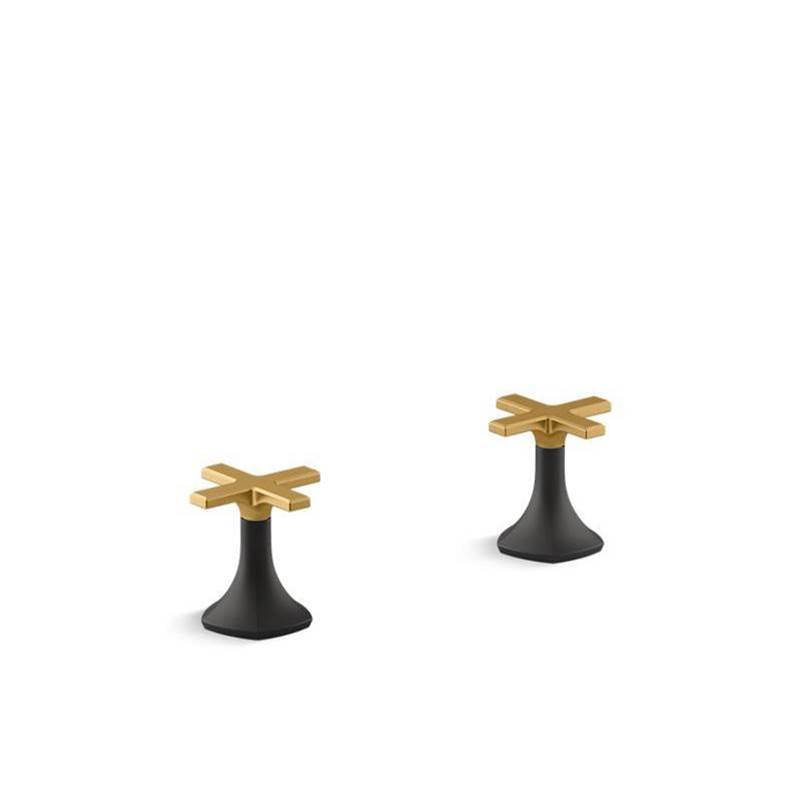 Kohler - Occasion Cross bathroom sink faucet handles - Matte Black with Brushed Moderne Brass