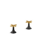 Kohler - Occasion Cross bathroom sink faucet handles - Matte Black with Brushed Moderne Brass