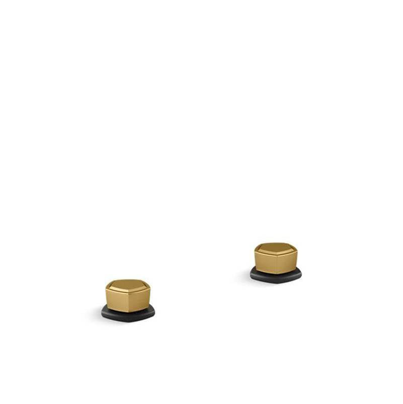 Kohler - Occasion Knob bathroom sink faucet handles - Matte Black with Brushed Moderne Brass