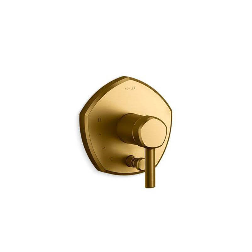 Kohler - Occasion Rite-Temp valve trim with push-button diverter and lever handle - Vibrant Brushed Moderne Brass
