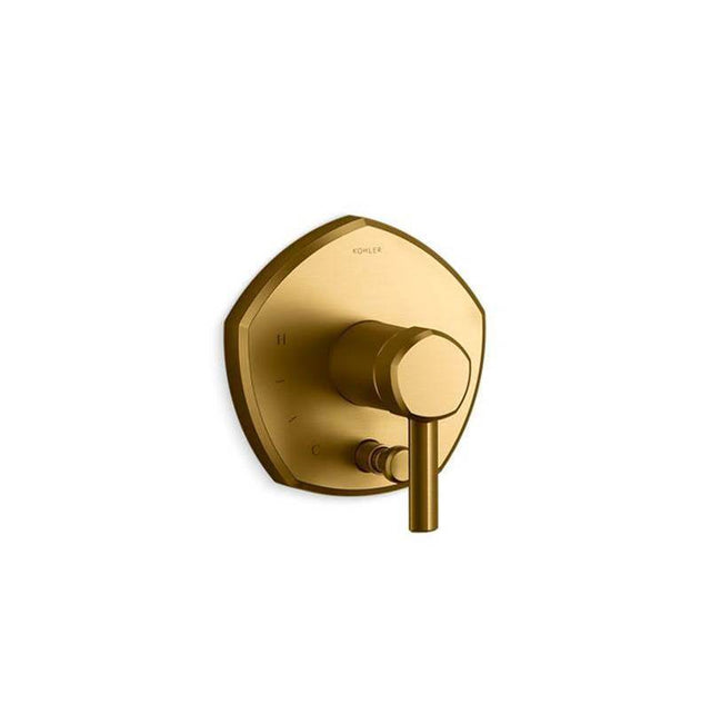 Kohler - Occasion Rite-Temp valve trim with push-button diverter and lever handle - Vibrant Brushed Moderne Brass