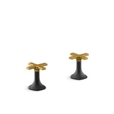 Kohler - Occasion Deck-mount bath faucet handles with Cross design - Matte Black with Brushed Moderne Brass